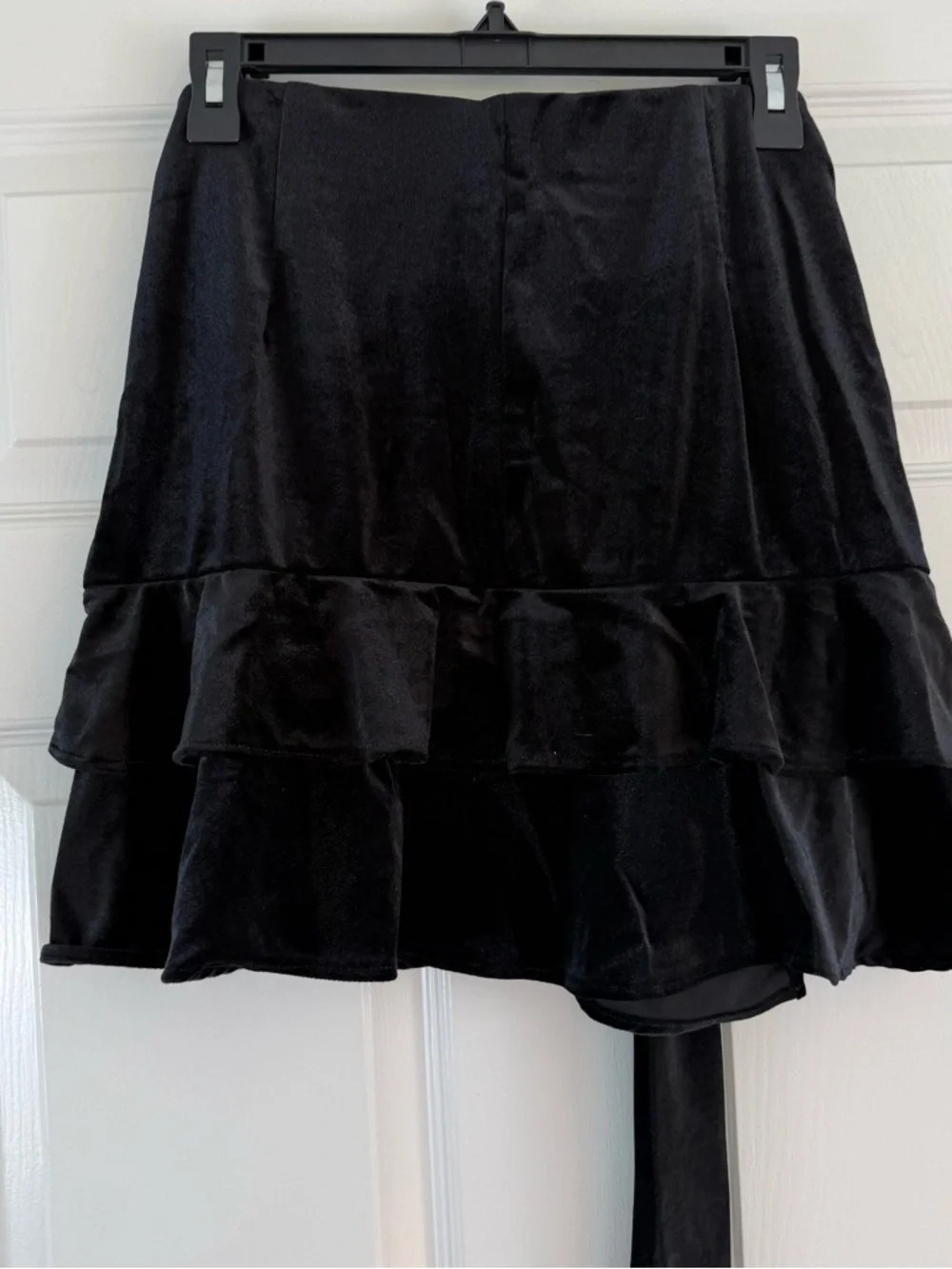 NWT Aqua Whimsigoth Black Velvet Ruffle Wrap Mini Skirt Size Large